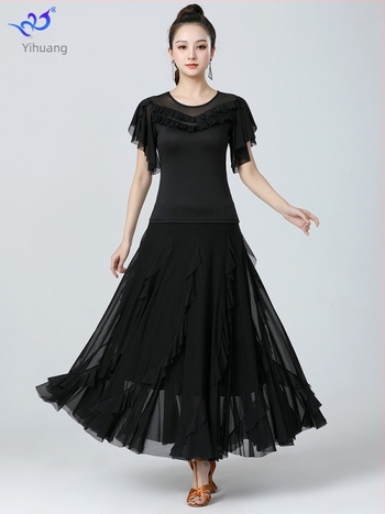 Костюм за репетиции по бални танци (Yihuang, Milk Silk Gauze, Polyester + Spandex, Женски, За сценичен костюм)