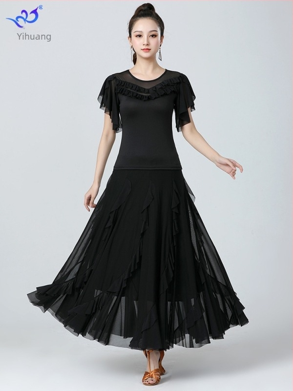 Костюм за репетиции по бални танци (Yihuang, Milk Silk Gauze, Polyester + Spandex, Женски, За сценичен костюм)