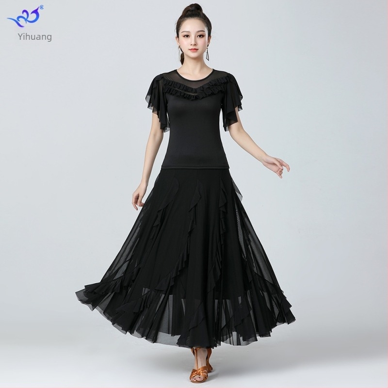 Костюм за репетиции по бални танци (Yihuang, Milk Silk Gauze, Polyester + Spandex, Женски, За сценичен костюм)