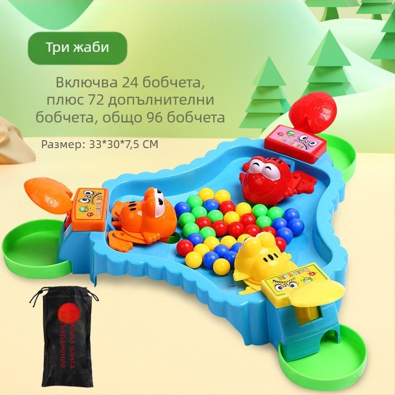Настолна игра с жабка за мозъчно предизвикателство — жабката поглъща зърна и мънисти, интерактивна образователна игра за родители и деца