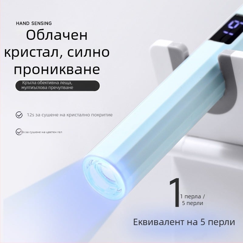 Ръчна лампа за маникюр, преносима презареждаща UV/LED лампа за фототерапия на нокти, пластмасово тяло, 25.6 g