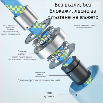 Въже за скачане за групово използване, с възел във форма осмица, материал ПП, за фитнес тренировки и състезания