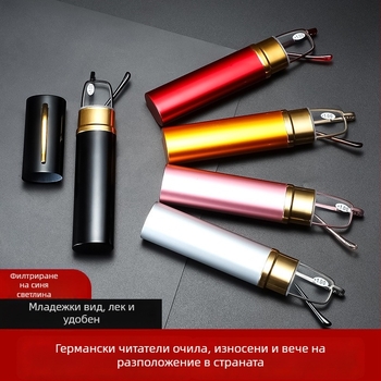 Очила за четене с защита от синя светлина, ултра леки, джобен размер, метална рамка, ретро стил литературно изкуство.