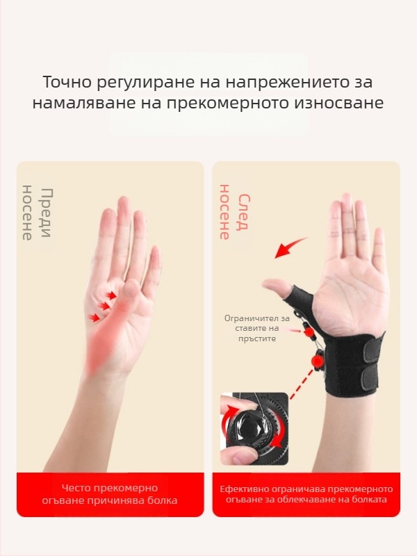 Протектор за китка с въртящ се палец и защита на сухожилието — найлон/спандекс с лепяща лента, 10 броя