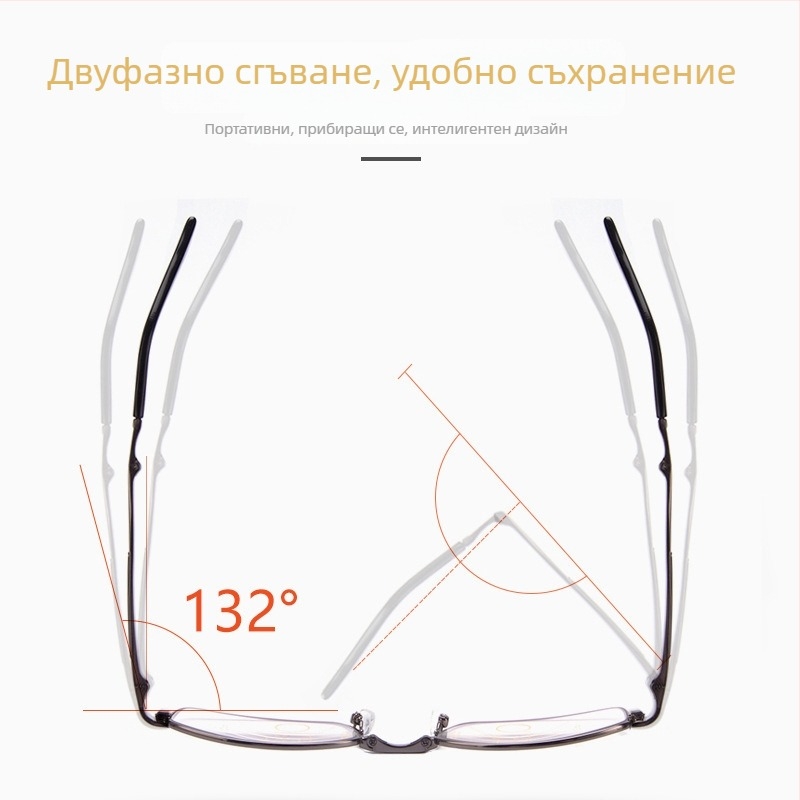 Очила за четене с анти‑синя светлина, многофокусни, за далечен и близък изглед, пълна метална рамка