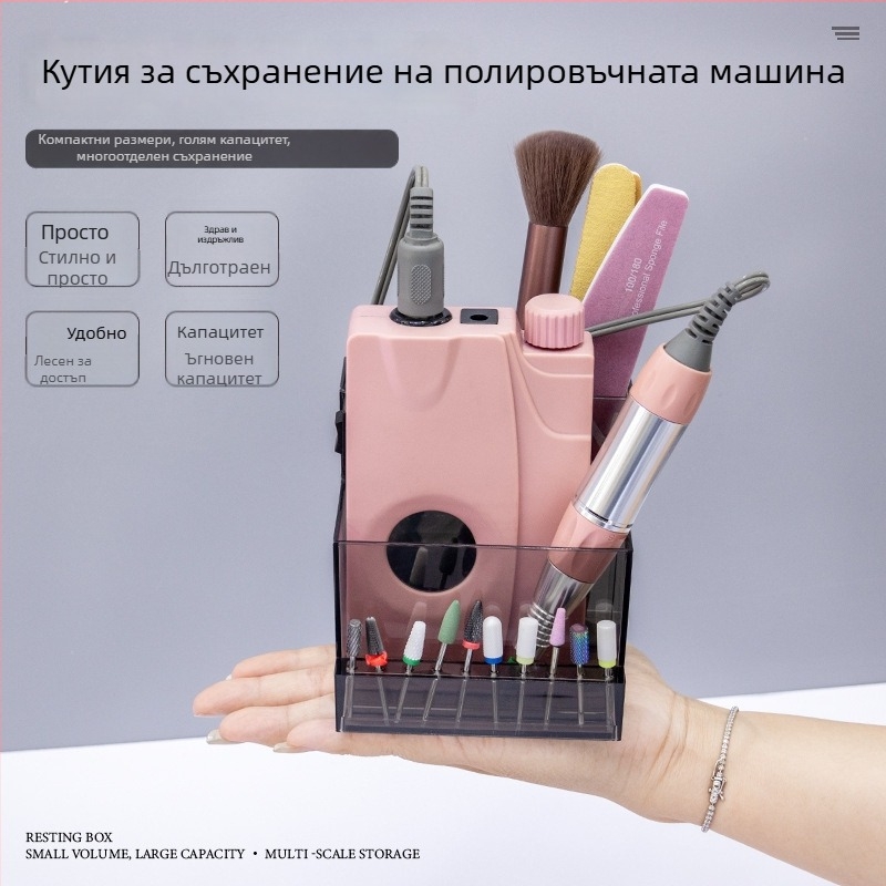 Шлайф за нокти с кутия за съхранение и настолен рафт, японски стил, органайзер за полиращи глави, нетно тегло 164 g