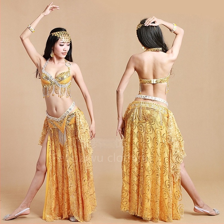 Костюм за Belly Dance с пайети за жени, плат Milan Mandarin, основна тъкан 95% полиестер, подплата 95% полиестер, за възраст 18–24