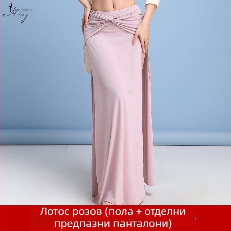 Ориенталска танцова рокля за практика с дълга цепка, за жени, спандекс плат и имитационен брокат