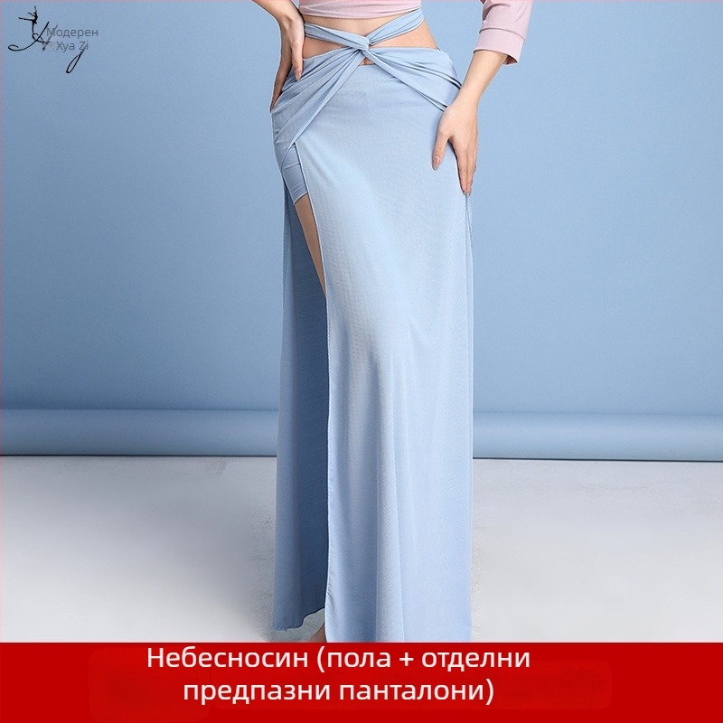 Ориенталска танцова рокля за практика с дълга цепка, за жени, спандекс плат и имитационен брокат