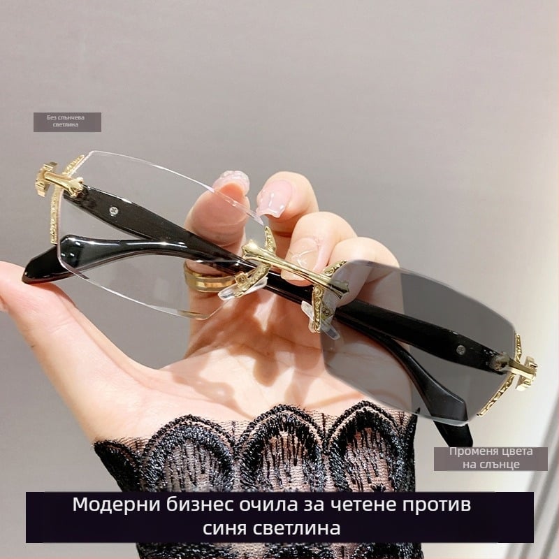 Безрамкови очила за четене с антисиня светлина, метална конструкция, лещи с висока разделителна способност за възрастни, еднофокусни.