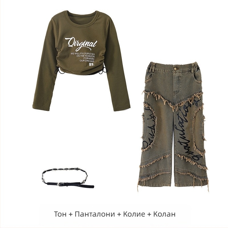 Детски костюм за джаз танци и хип-хоп за момичета, корейска версия, спандекс, полиестер, есен 2025