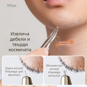 Niliya пинсети за вежди от неръждаема стомана, висока прецизност, инструмент за премахване на косми по брада и вежди, размер 9×0,5 см