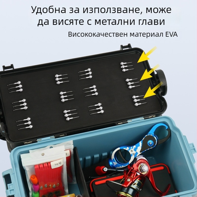 Портативна твърдокорпусна риболовна кутия с седалка, ABS материал, многофункционално съхранение за примамки, товароподемност до 100 кг