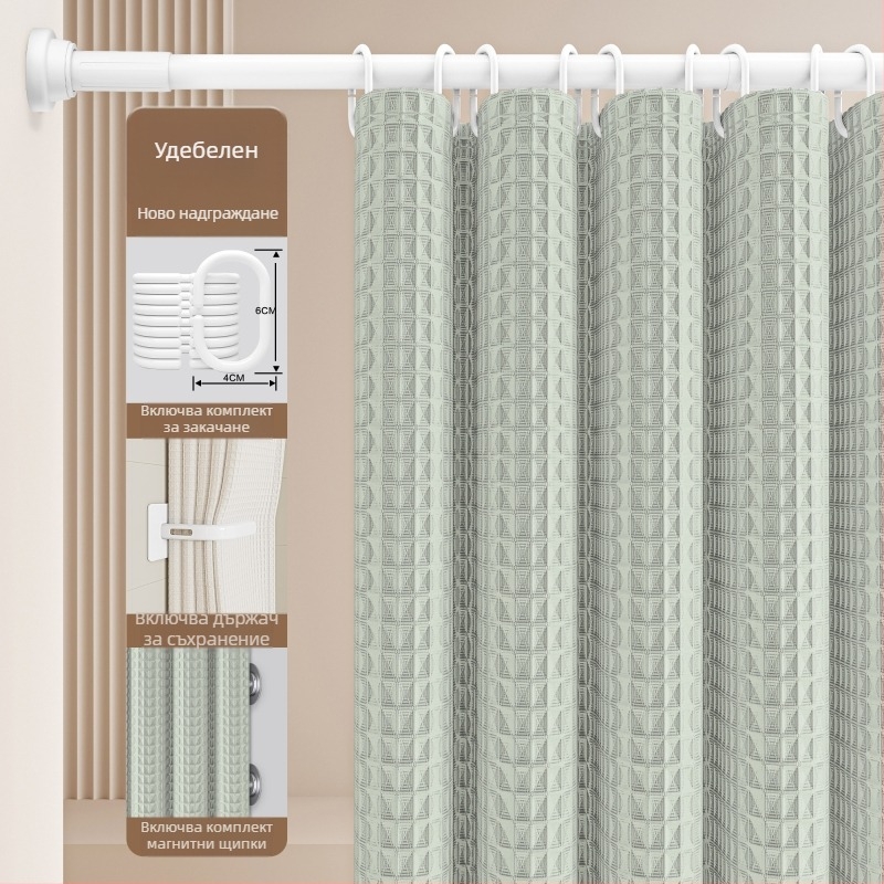 Комплект завеси за душ за баня — памук и лен; японски и корейски стил; модел 69850; произход: Друг