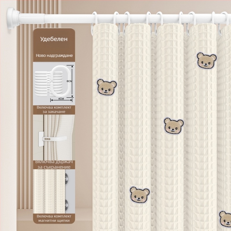 Комплект завеси за душ за баня — памук и лен; японски и корейски стил; модел 69850; произход: Друг