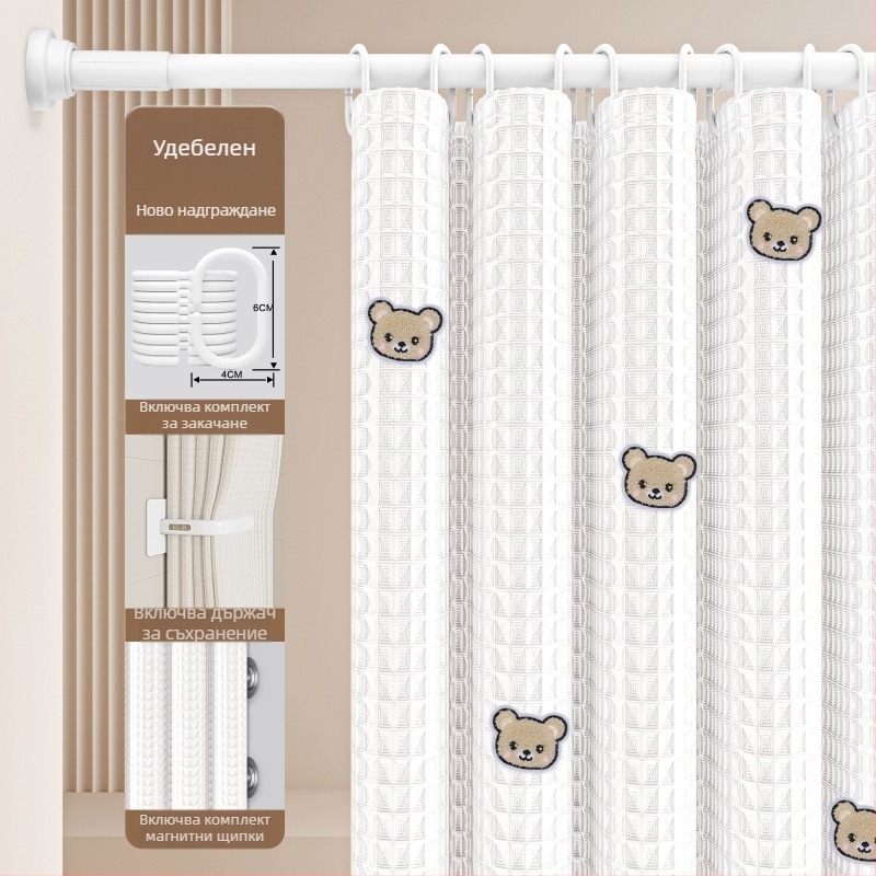 Комплект завеси за душ за баня — памук и лен; японски и корейски стил; модел 69850; произход: Друг