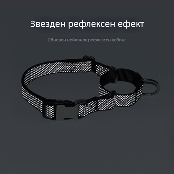Нейлонова кучешка Martingale каишка със звезден рефлектор и гравирано име