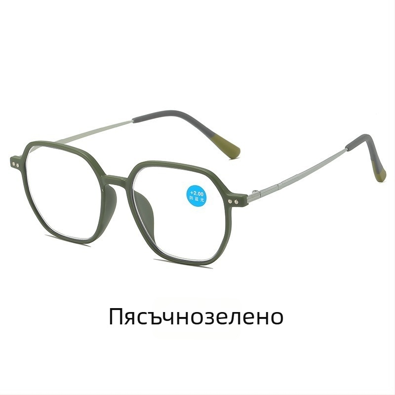 Четящи очила, ултра-леки, голяма многоъгълна рамка, защита от синя светлина, пълна рамкова конструкция, рамка TR+метал