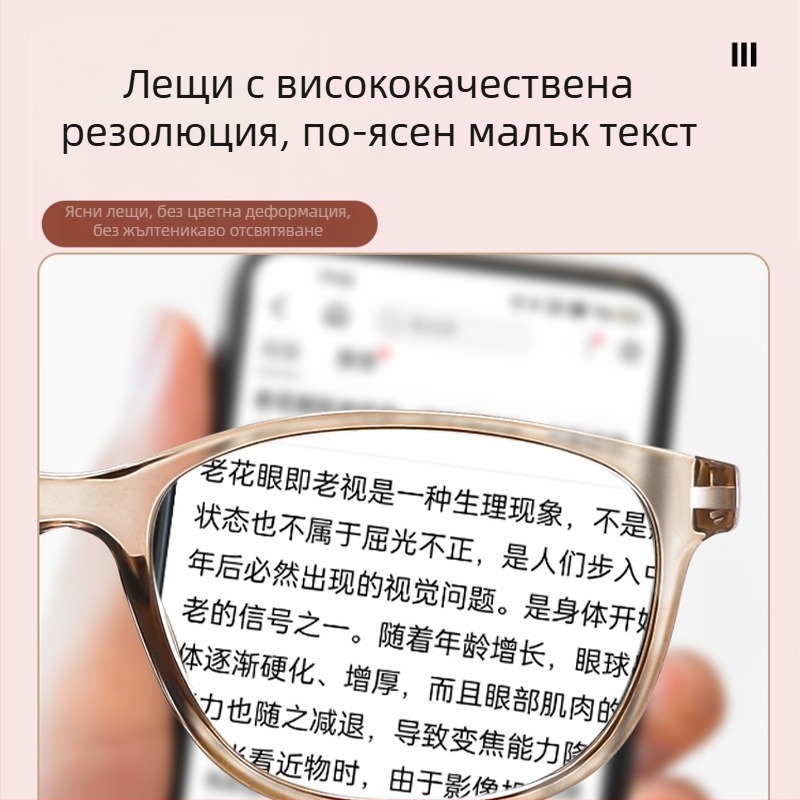 Очила за четене с антисиня светлина и HD лещи, пълен рамков дизайн, TR90 рамка, квадратен стил