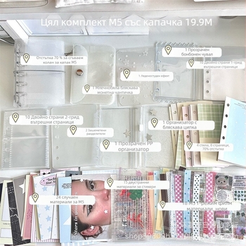 M5 версия с корпус: комплект аксесоари за тетрадка с разгъваеми листове, PVC обложка, 1 пръстен подвързване, стил японски/корейски мил