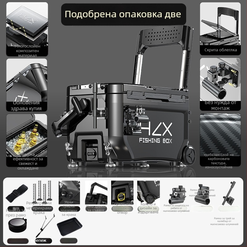 Риболовна кутия 3600 с ъглова конструкция – ултралека, пълен комплект, ABS, удеблена, многофункционална; марка Fairy in the painting; капацитет 32-45; произход Zhejiang