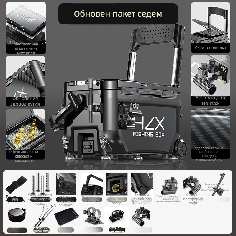 Риболовна кутия 3600 с ъглова конструкция – ултралека, пълен комплект, ABS, удеблена, многофункционална; марка Fairy in the painting; капацитет 32-45; произход Zhejiang