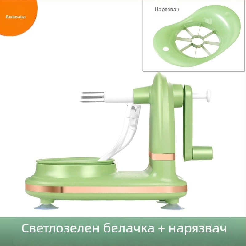 Ябълков обелвач с ръчно задвижване – многофункционален обелвач, неръждаема стомана + ABS пластмаса, модерен минималистичен дизайн