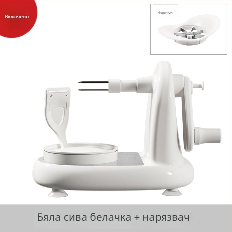 Ябълков обелвач с ръчно задвижване – многофункционален обелвач, неръждаема стомана + ABS пластмаса, модерен минималистичен дизайн