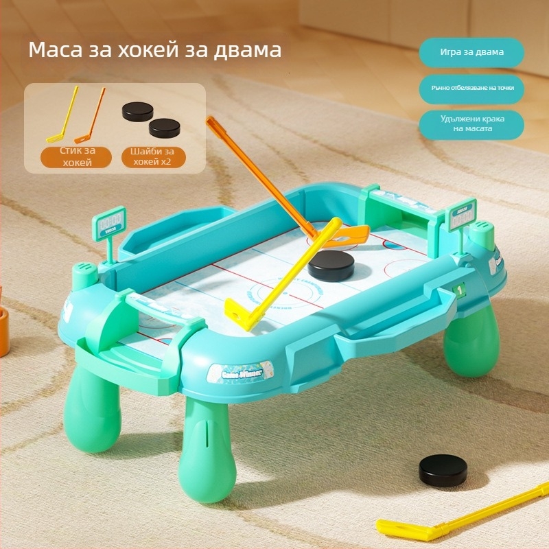 Пет в едно настолна игра за маса: хокей на маса, кърлинг и боулинг за деца — образователна забавна семейна игра