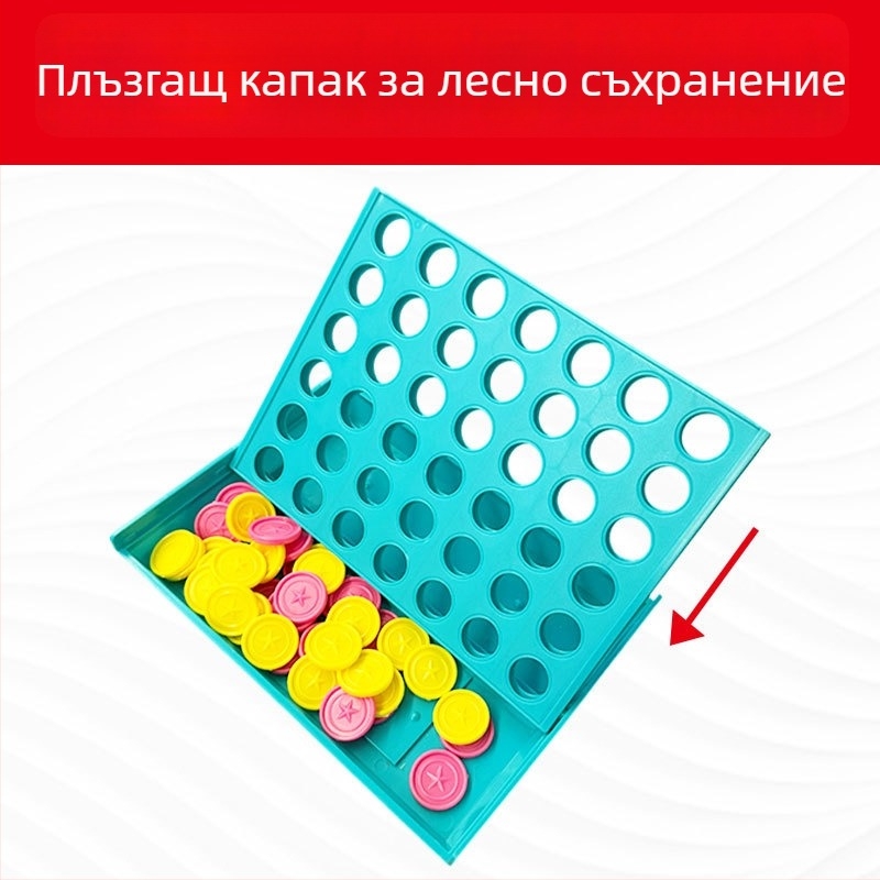 3D четири в ред настолна шахматна играчка с плъзгащ се капак за съхранение, пластмаса, родителско-детско взаимодействие