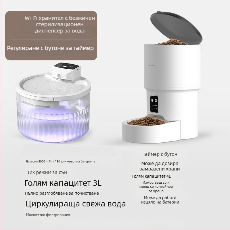 Умен автоматичен подхранвач за домашни любимци с контрол чрез приложение, таймер за порции, камера, разглобяем дизайн за котки и кучета