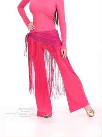 Таселен колан за талия с ресни и хип шал — Индийски танцов костюм за изпълнения, тричастен комплект за репетиция, полиестер плат