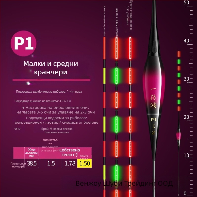 Електронен поплавък с нощно светене, висока чувствителност, ултраярък, за риболов през деня и нощта