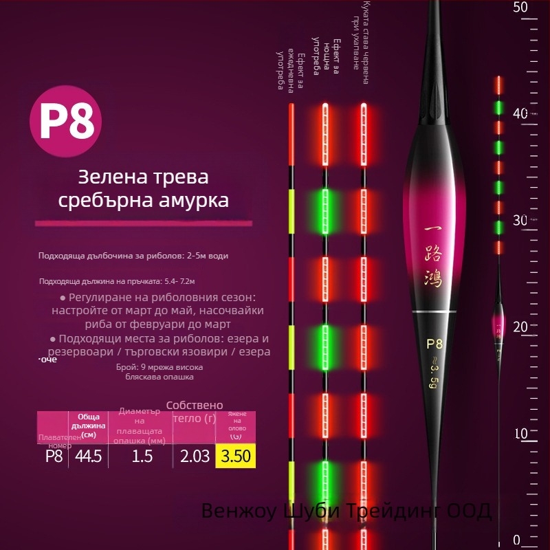 Електронен поплавък с нощно светене, висока чувствителност, ултраярък, за риболов през деня и нощта