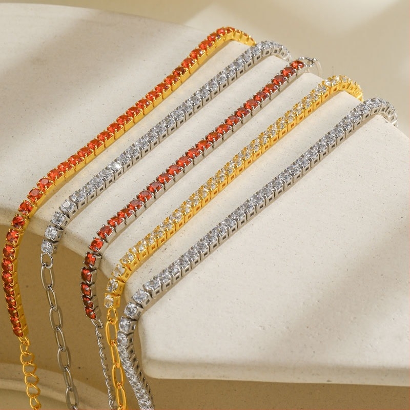 Гривна за жени, 925 Sterling Silver със електроплатина, геометричен дизайн, пълни циркони, модерен лукс, пролет 2024