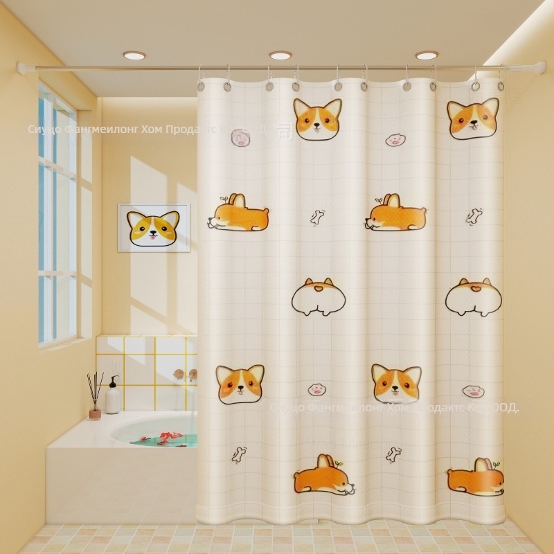 Полиестерна завеса за душ за баня, удебелена, водоустойчива и противогъбична, с карикатурен етно стил, персонализираема