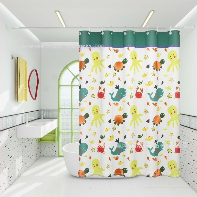 Полиестерна завеса за душ за баня, удебелена, водоустойчива и противогъбична, с карикатурен етно стил, персонализираема