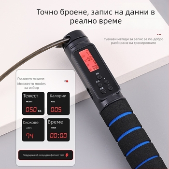 Електронно броящо се безжично въже за скачане, PVC + стоманено жило, 2.8, Benefit