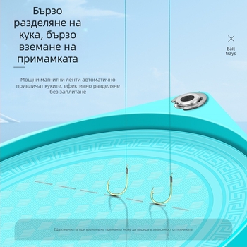 Риболовна кутия за примамки с магнитна платформа и вертикален държач за куки, ABS пластмаса; марка Drooping string; лицензирани частни марки налични