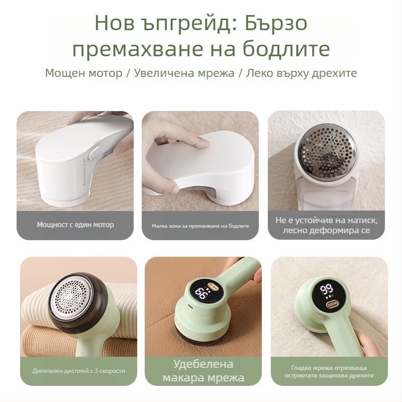 Уред за премахване на топчета по дрехи — домашно устройство, безопасен за тъканите, модерен минималистичен дизайн, пуснат през 2024 г.