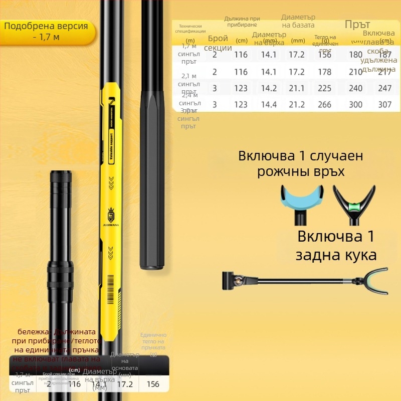 Giant Fin King Карбонова крепежна стойка за риболовна пръчка със земна щанга и многопосочно завъртане