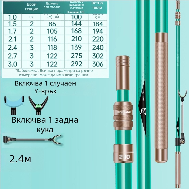 Giant Fin King Карбонова крепежна стойка за риболовна пръчка със земна щанга и многопосочно завъртане