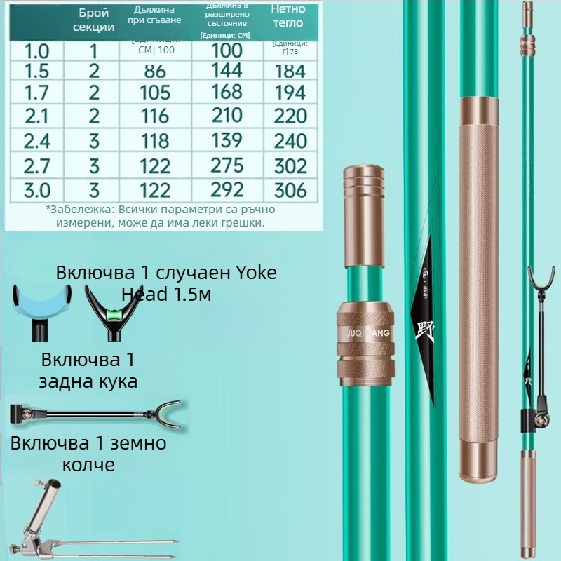 Giant Fin King Карбонова крепежна стойка за риболовна пръчка със земна щанга и многопосочно завъртане