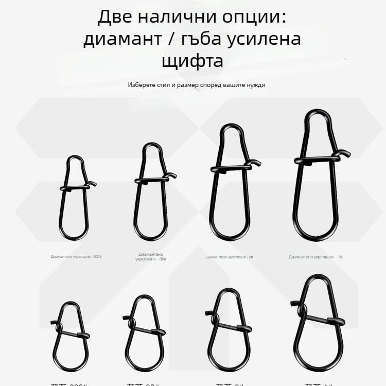 Железен подсилен свързвач за риболовни примамки със система за бързо освобождаване (модел F98HSM56HJMH99)