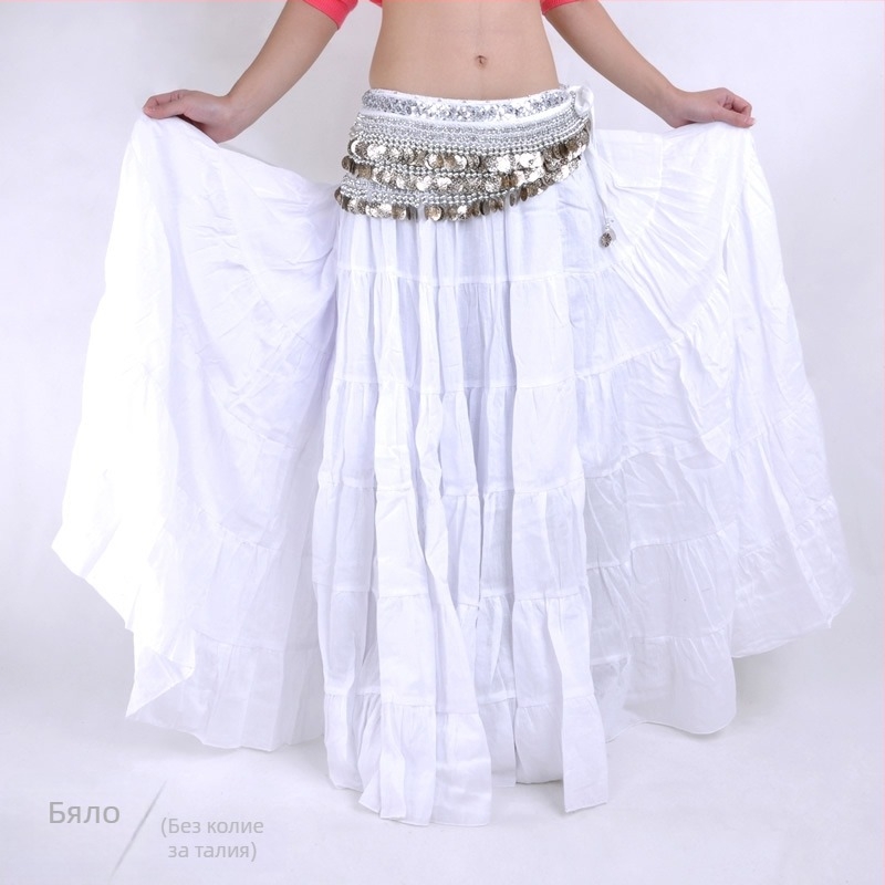 BELLYQUEEN/Dancer Belly Dance пола с пълен размах – бохемски трибал сценичен костюм, ленен външен слой с подплата от найлон, за възрастни жени, модерен танц