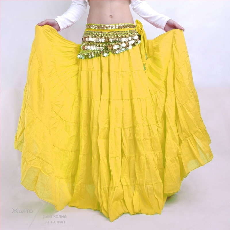 BELLYQUEEN/Dancer Belly Dance пола с пълен размах – бохемски трибал сценичен костюм, ленен външен слой с подплата от найлон, за възрастни жени, модерен танц