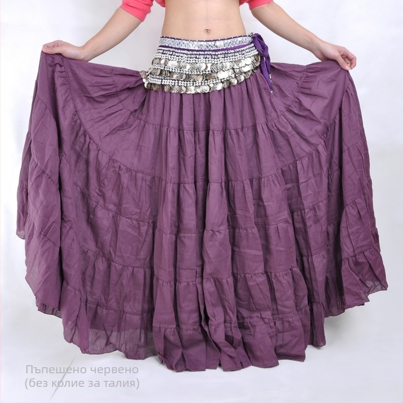 BELLYQUEEN/Dancer Belly Dance пола с пълен размах – бохемски трибал сценичен костюм, ленен външен слой с подплата от найлон, за възрастни жени, модерен танц