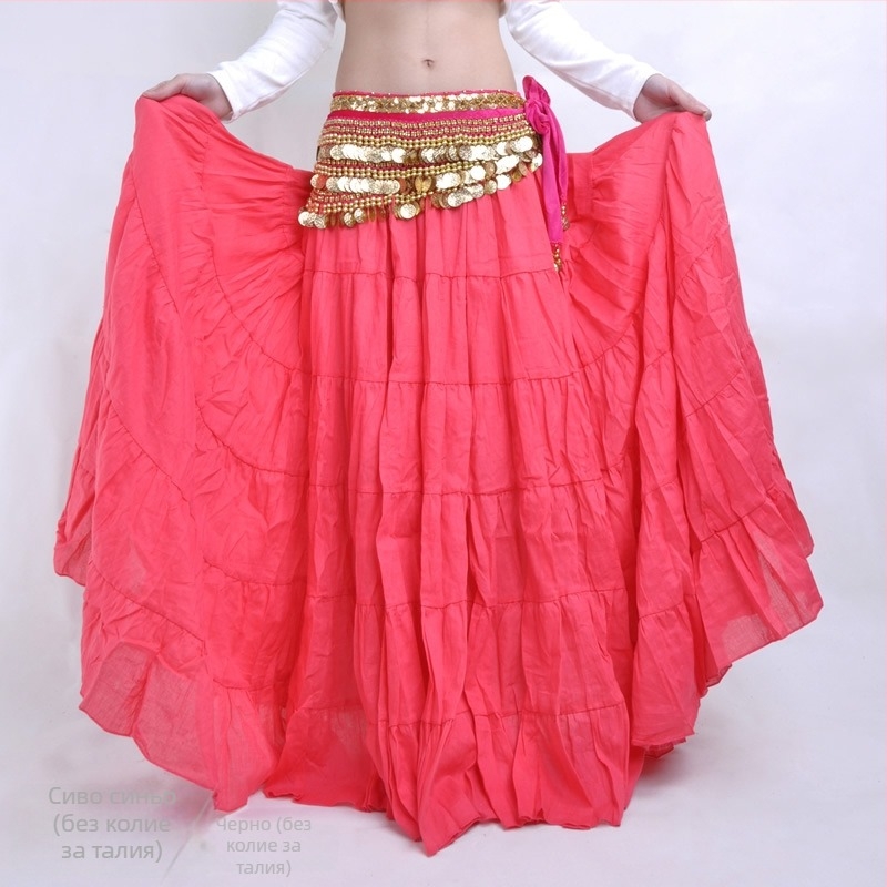BELLYQUEEN/Dancer Belly Dance пола с пълен размах – бохемски трибал сценичен костюм, ленен външен слой с подплата от найлон, за възрастни жени, модерен танц