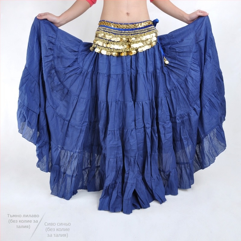 BELLYQUEEN/Dancer Belly Dance пола с пълен размах – бохемски трибал сценичен костюм, ленен външен слой с подплата от найлон, за възрастни жени, модерен танц