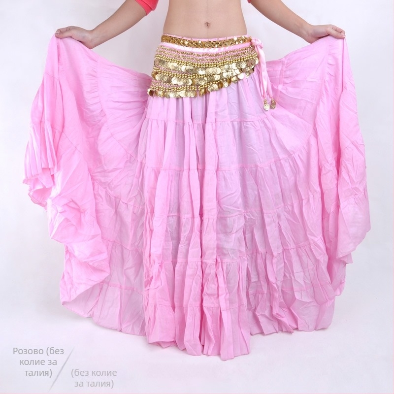 BELLYQUEEN/Dancer Belly Dance пола с пълен размах – бохемски трибал сценичен костюм, ленен външен слой с подплата от найлон, за възрастни жени, модерен танц